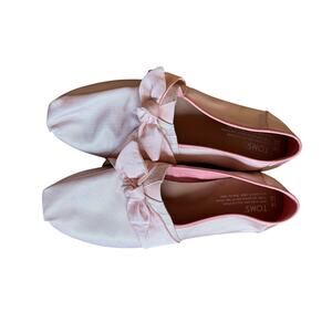 TOMS Blush Pink Bow Slip-On Ballet Flat Size 10 Women's